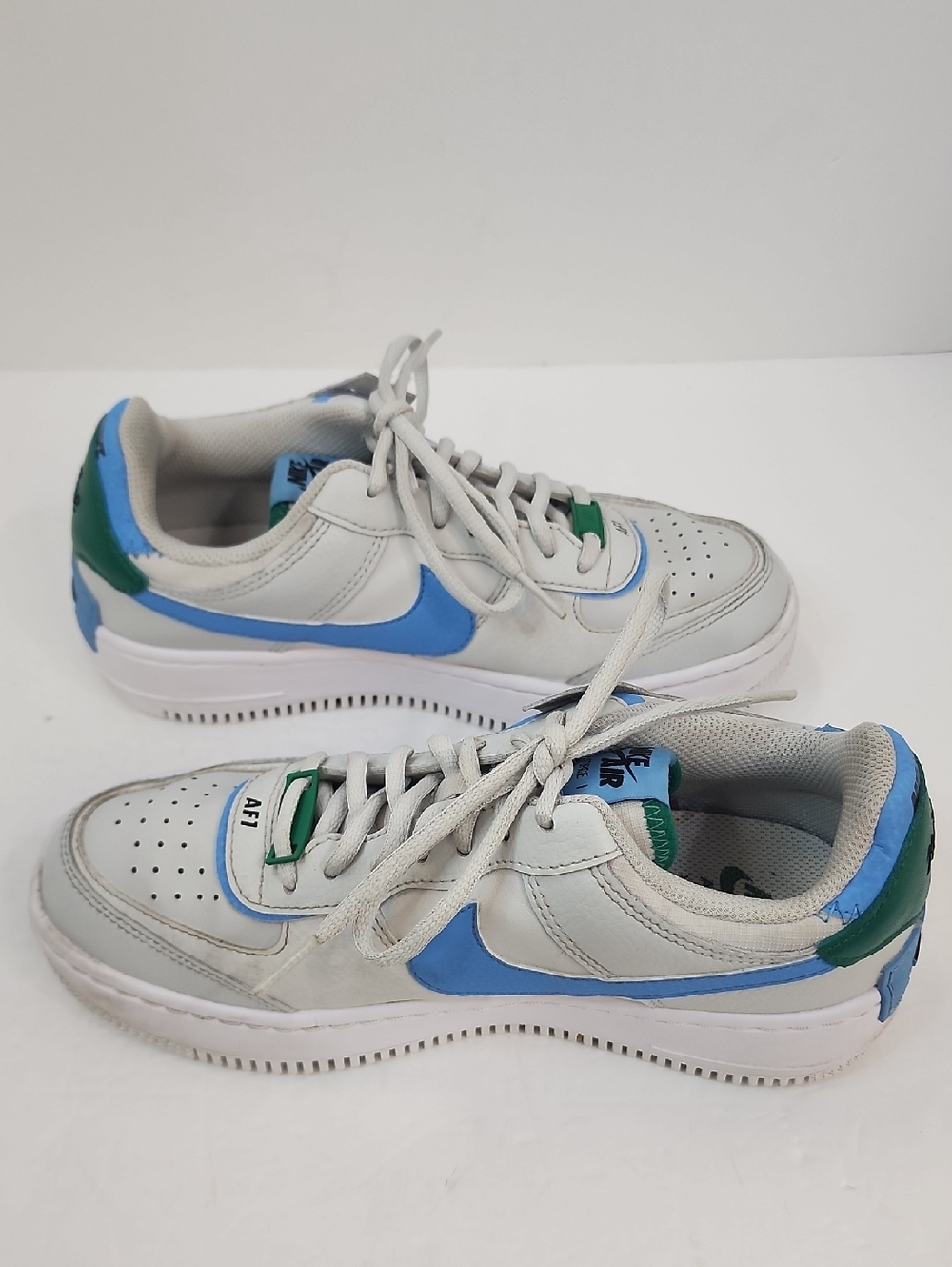 Nike Air Force 1 White Blue Green Low Top Sneakers Shoes Size 7 - Picture 3 of 13